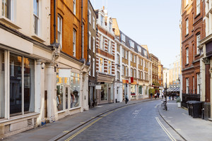 Empty street in Marylebone district, London, England